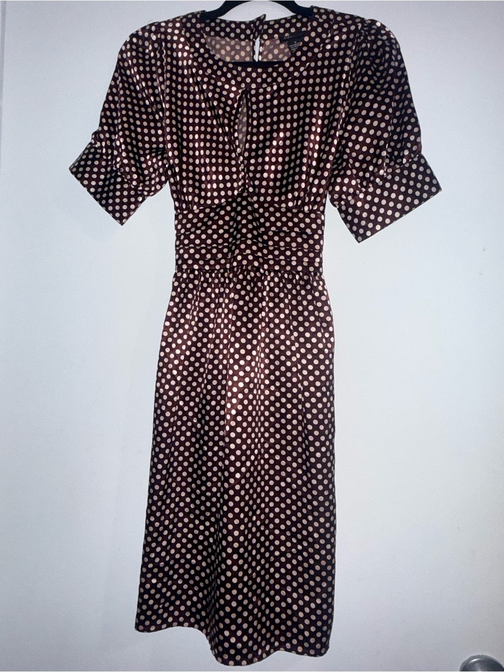 Polka Dot Brown Midi Dress Classic Women's Dress